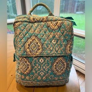 Vera Bradley Totally Turquoise Quilted Fabric Back Pack Bookbag
